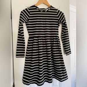 Hanna Andersson Striped Cotton/Spandex Dress Exposed Gold Zipper Sz 12